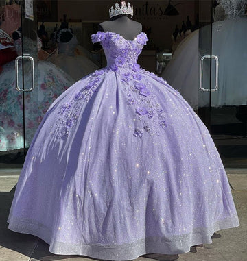 Light Sky Blue Quinceanera Dresses Ball Gown Off Shoulder 3D Rose Flowers Puffy Sweet 16 Dress Celebrity Party Gowns Graduation HZ1023